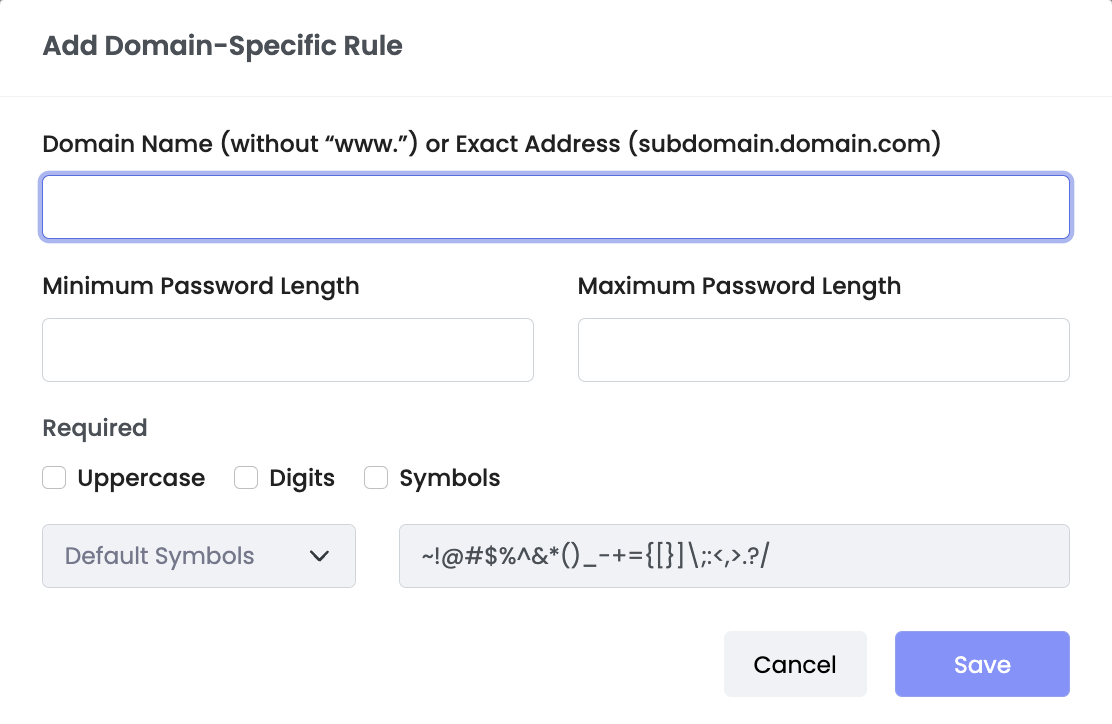 Domain-Specific Password Rule
